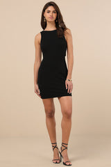 Devoted Lover Black Backless Knotted Bodycon Mini Dress