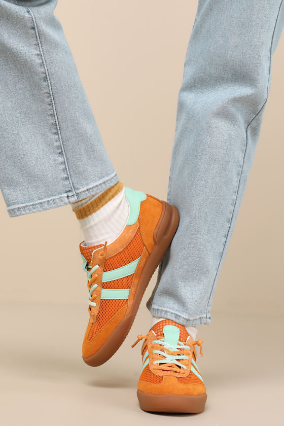 Verdict Orange Multi Suede Leather Lace-Up Sneakers