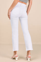 Shy Girl White High-Waisted Cropped Flare Jeans