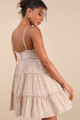 Sitting in the Sun Ivory Floral Print Ruffled Babydoll Dress