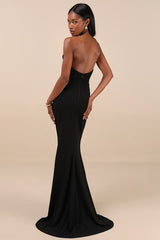 Laney Black Strapless Corset Maxi Dress