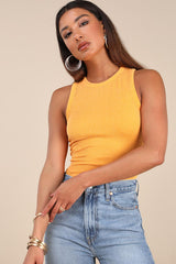 Essential Update Marigold Ribbed Tank Top