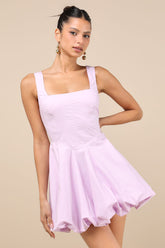 Madalinde Lavender Sleeveless Bubble-Hem Mini Dress