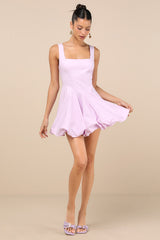 Madalinde Lavender Sleeveless Bubble-Hem Mini Dress