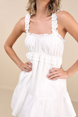 Nathaly White Poplin Ruffled Babydoll Mini Dress