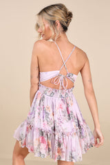 Signature Sweetie Lilac Floral Smocked Tie-Back Mini Dress