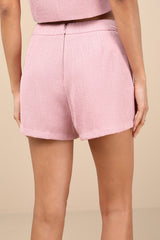 Perfect Company Pink Tweed High-Waisted Shorts