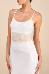 Malone White Sheer Sequin Embroidered Maxi Dress