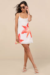 Dulcea Ivory Floral Sleeveless Mini Dress