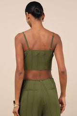 Kotryna Green Striped Handkerchief Crop Top