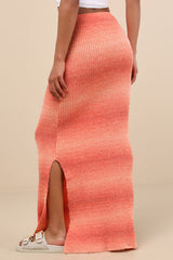 Impressively Popular Orange Ombre Knit Midi Skirt