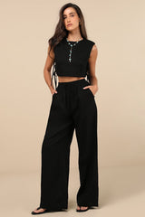 Irida Black Drawstring Pants