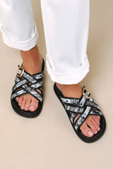 Killian Multi Tropical Print Slide Sandals
