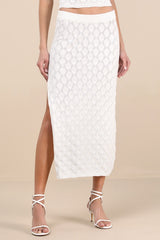 Daisy Ivory Pointelle Knit Midi Skirt