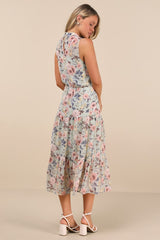 In My Dreams Sage Floral Print Midi Dress