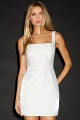 Gorgeous Aesthetic Ivory Taffeta Sleeveless Mini Dress