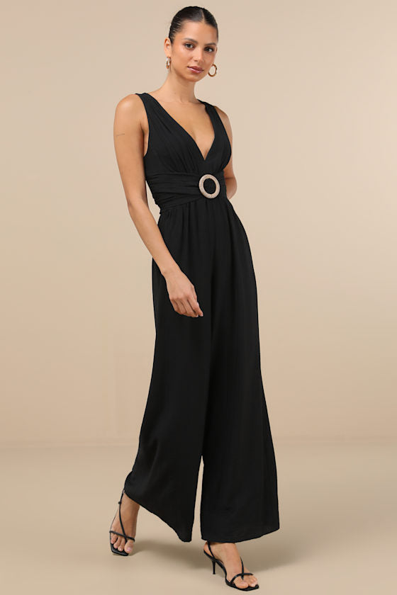 Emlyn Black O-Ring Wide-Leg Jumpsuit