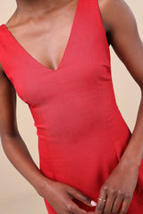 Packing for Positano Red Linen Sleeveless Mini Dress