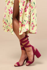 Alta Sangria Suede Lace-Up Heels