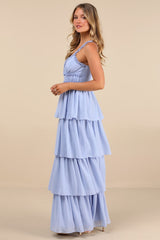 Olimpia Light Blue Ruffled Tiered Maxi Dress