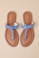 Roderick Blue and White Striped Thong Sandals