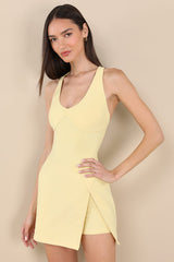 Doubles Yellow Backless Skort Romper