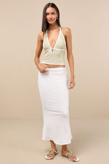 Rozemond Light Green Textured Knit Starfish Halter Top