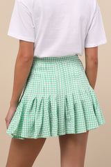 Natalia Green Gingham Pleated Mini Skirt