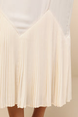 Channa Ivory Pleated Hem Midi Dress