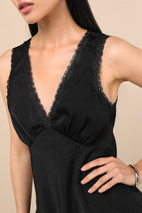 Lowenna Black Satin Lace Tank Top