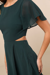 Blissful Love Dark Green Cutout Mini Skater Dress