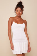 Palm Springs Sweetie White Sweater Knit Sleeveless Mini Dress