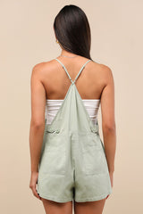 Easygoing Sage Green Short Overall Romper