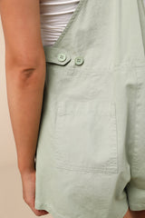 Easygoing Sage Green Short Overall Romper