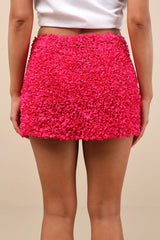 Calantha Magenta 3D Floral Micro Mini Skirt