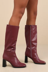 Reelee Oxblood Square Toe Knee-High Boots