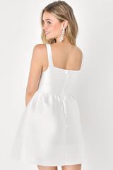 Bubbly Love White Taffeta Corset Mini Dress