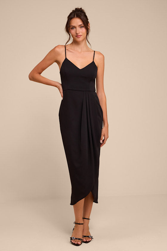 Reinette Black Midi Dress