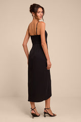 Reinette Black Midi Dress