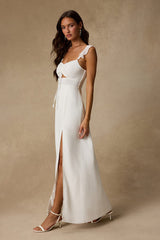 The Way to Love White Ruffled Maxi Dress