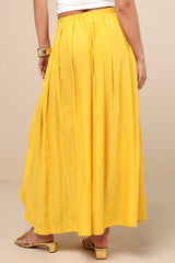 If You Pleats Yellow Pleated Maxi Skirt