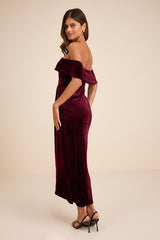 I'm Enchanted Burgundy Velvet Off-the-Shoulder Maxi Dress