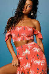 Trancoso Coral Floral Print Two-Piece Maxi Dress