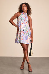 Tied Back To You Lavender Multi Floral Print Mini Shift Dress