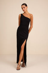 Good Times Only Black One-Shoulder Maxi Dress
