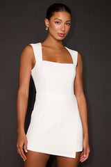 Enticing Endeavors White Square Neck Sleeveless Skort Romper