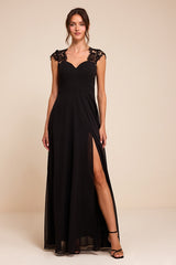 Momentous Moments Black Lace Backless Maxi Dress