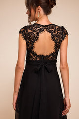 Momentous Moments Black Lace Backless Maxi Dress