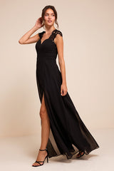 Momentous Moments Black Lace Backless Maxi Dress