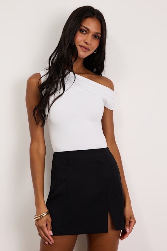 Greeting the Season Black High-Waisted Mini Skirt